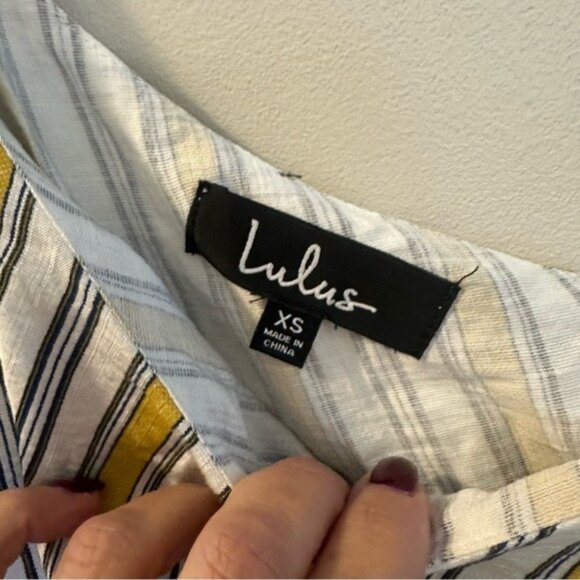 Lulus High Tide One-Shoulder Yellow & White Striped Midi Dress Size Small - Picture 9 of 12